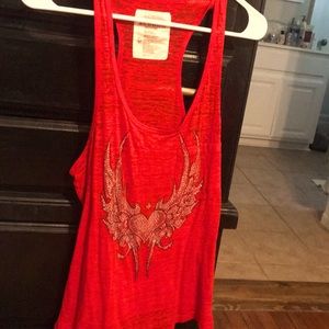 Very cute rhinestone razorback tank top